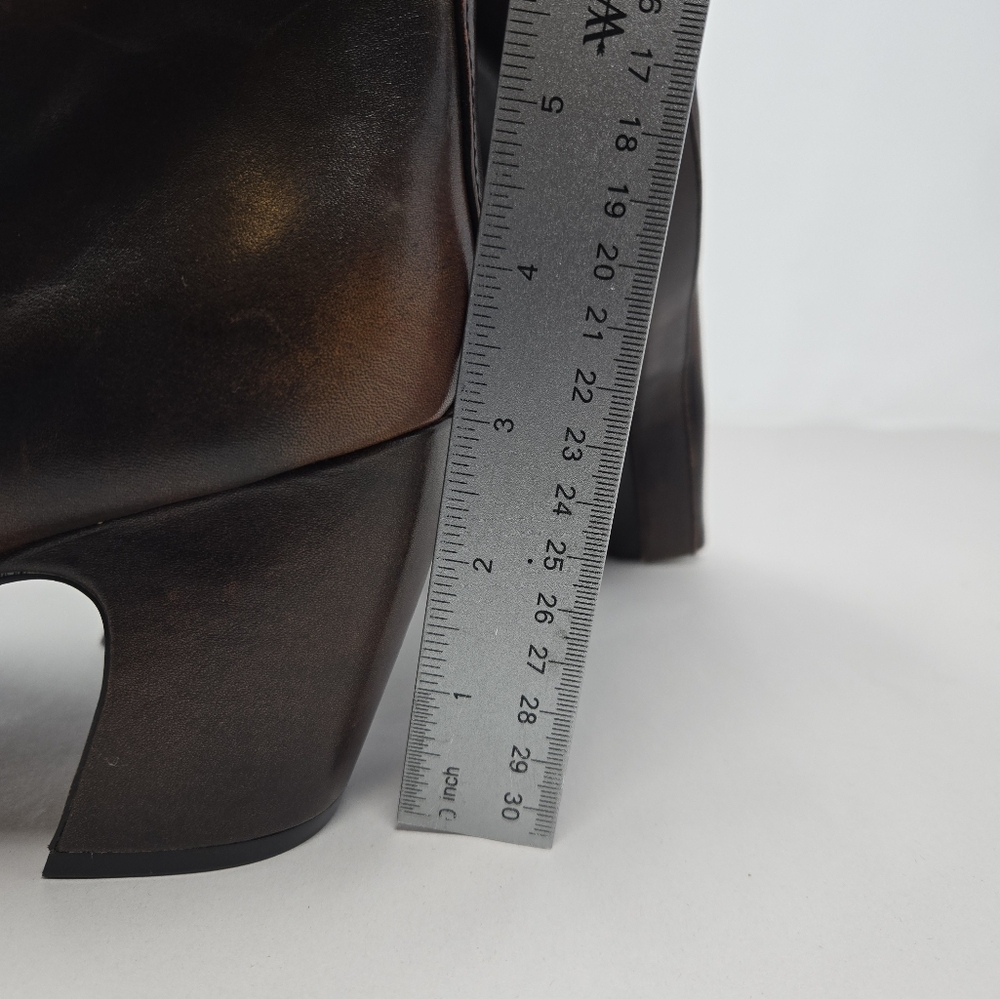 Vince Camuto Cristin Knee High Boots Sz 11M Wide Calf Washed Brown Leather - Picture 4 of 11